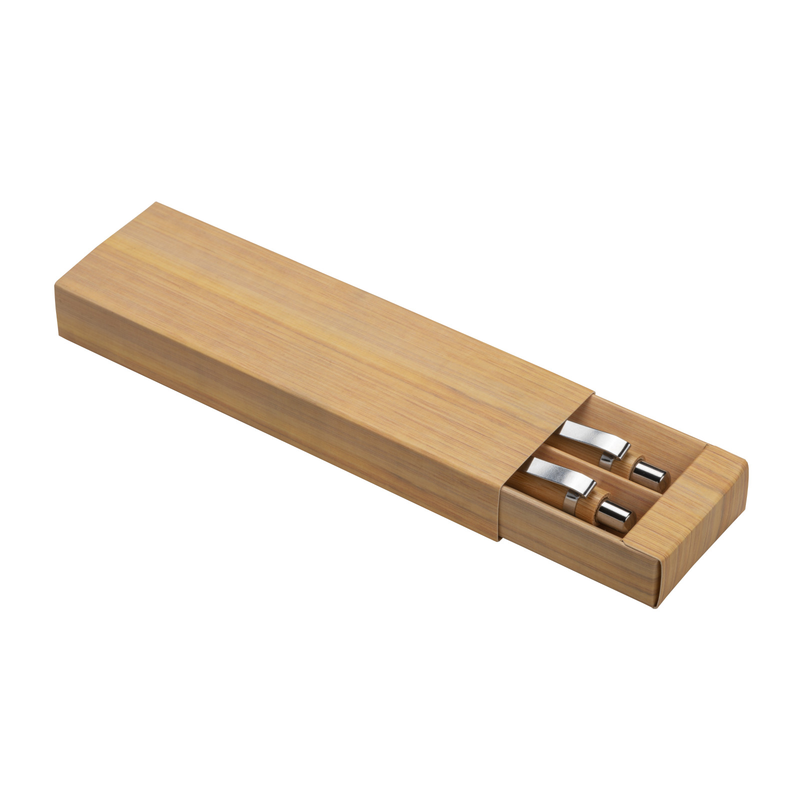 Set di due penne a scatto in bamboo, di cui una con gommino...