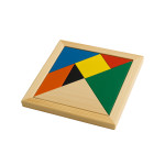 Gioco tangram in legno colorato, 7 pezzi, con bustina in cot...