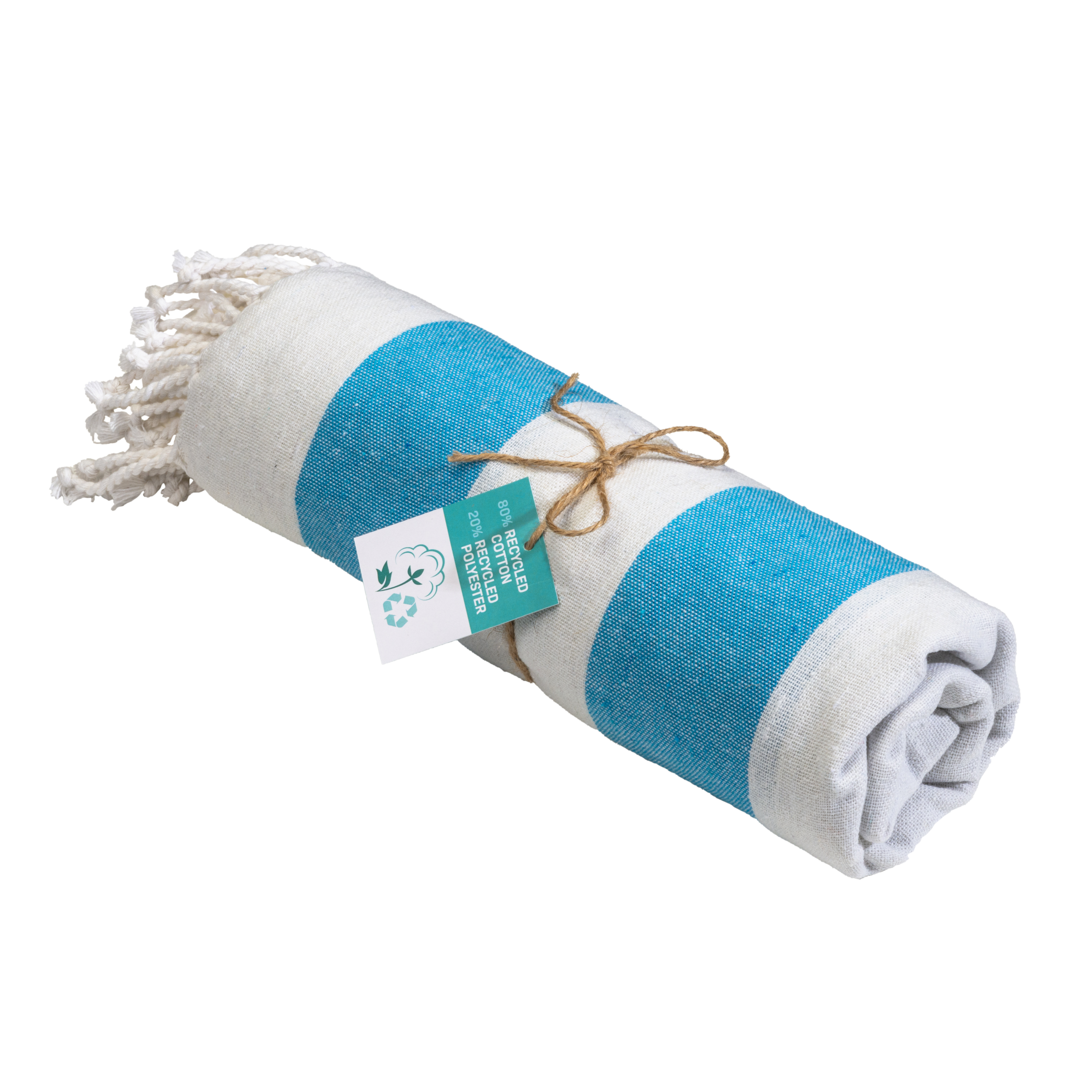 Telo mare/pareo  in cotone riciclato  da 180 gr/m2 con frang...